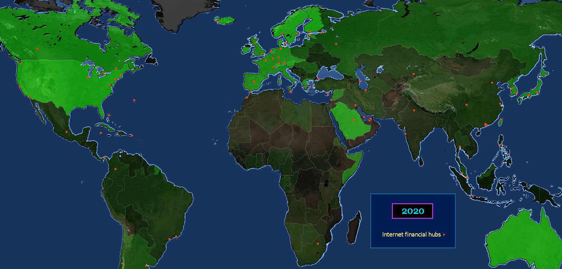 Financial centers, 2020 map